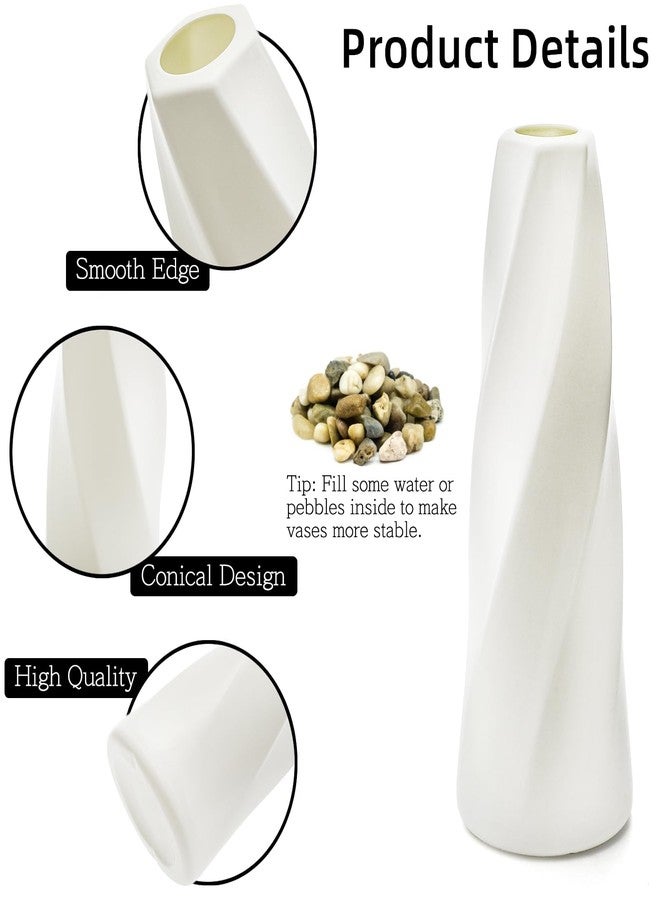 ELFULLY 10 Pack White Flower Vases Bulk, 8" Modern Style Vases, Composite Plastic Unbreakable Bud Vase, Tall Conic Floral Vase for Centerpieces Bouquet Home Decor Wedding Party Dinner Table - Image 3